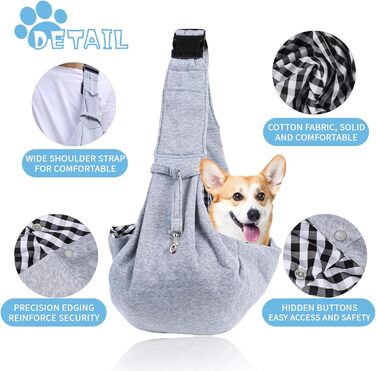 Сумка-переноска для тварин, регульована переноска для собак, реверсивна переноска для маленьких собак до 7 кг, переноска для собак, переноска для собак для прогулянок та активностей на відкритому повітрі (Сірий)