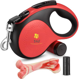 Висувна поводок для собак, 3 м, для малих, середніх та великих собак, ергономічна ручка, до 15 кг, розмір S, червоний