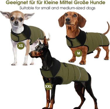 Зимовий теплий водонепроникний одяг для собак, куртка для активного відпочинку, розмір M (обхват грудей 53 см), колір зелений