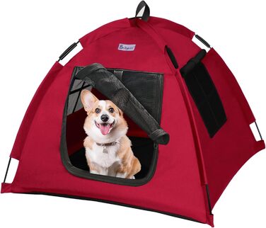Зручне ліжко-будиночок для собак та котів Babyezz, Tipi, червоний, S