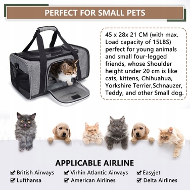 Складана сумка-переноска для котів та собак WAKYTU, сіра