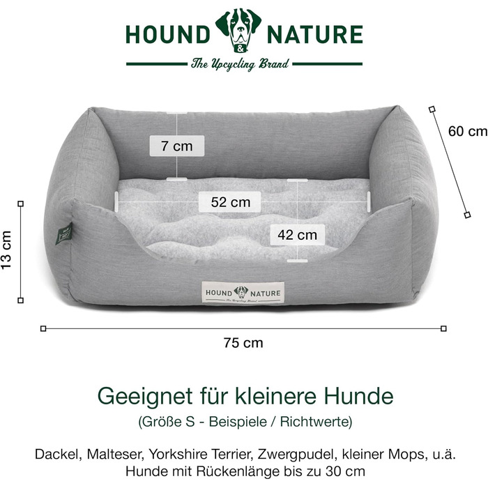 Ортопедичне еко-лежак для собак HOUND & NATURE Zürich, розмір S, світло-сірий, флісовий, двосторонній, для малих порід, 75x60 см, праний