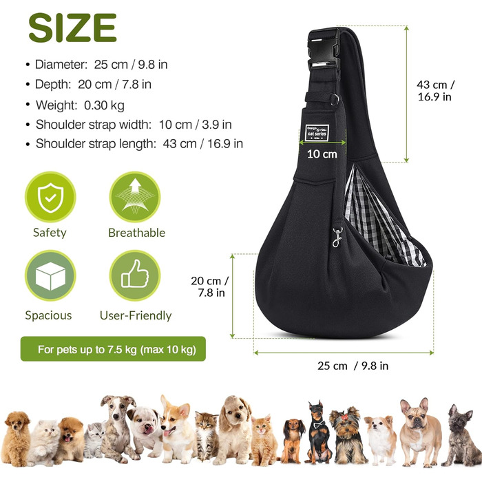 Переноска для собак та котів ALLSOPETS - reversible модель, з відділенням для зберігання. Ідеальна для маленьких собак та котів, подорожей та активного відпочинку (чорний колір)