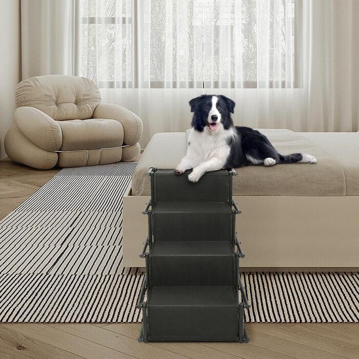 Рампа для собак у машину - складана, чорна. Захист суглобів, підходить для малих та великих собак. Рампа для собак у автомобіль.