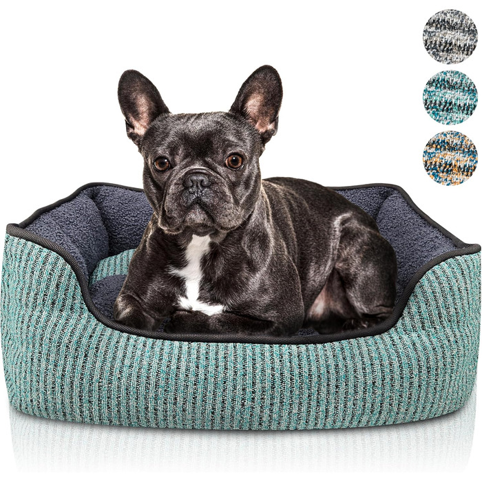 Ліжко для собак та котів Bluzelle, корзина для собак, лежанка, подушка, ліжко для котів, м'яке, плюшеве, розмір S (60x50x20 см, зелене)