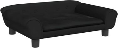 Крісло-ліжко для собак, м'яке ліжко для тварин, лежанка для маленьких собак та котів, чорний велюр 70 x 48 x 22 см