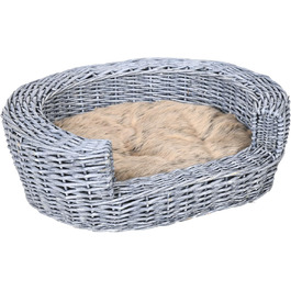 Корзина для собак і котів PawHut з подушкою, сірого кольору, 57 x 46 x 17,5 см