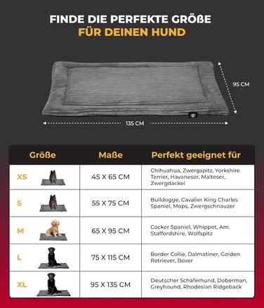 Килимок для собак HS-Hundebett® з флісовою підкладкою, XS – Практичний, миючий, перекидний – М'який, затишний – Зелений, виготовлено в Німеччині (Антрацит, 95x135 см)