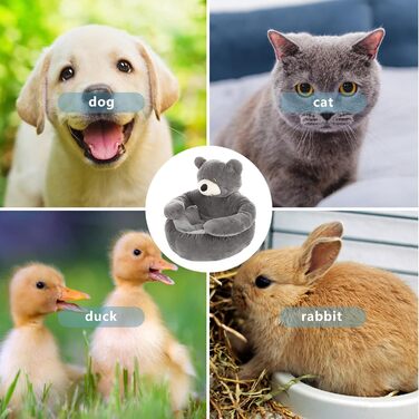 М'яке ліжко для кота та собаки: кругла плюшева ліжечко для тварин, знімна та миється, 60 см, сірого кольору