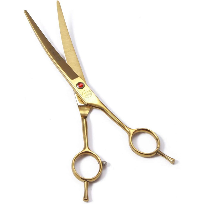 Набір професійних ножиць для грумінгу собак Moontay, 17.8/20.3 см, ножиці для грумінгу собак, вигнуті ножиці для грумінгу, ножиці для стрижки з гребенем (17.8 см, золоті)