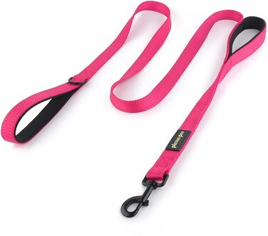 Повідок для собак Pioneer Petcore 1,8 м, з двома м'якими ручками, міцний, з відбивачами, для великих і середніх собак, рожевий