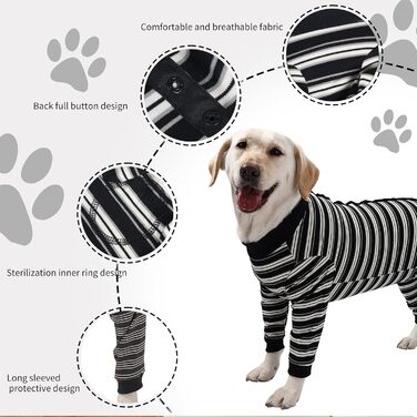 Захисний костюм для собак після операції, костюм для собак після кастрації, захист ран, чорний, XL