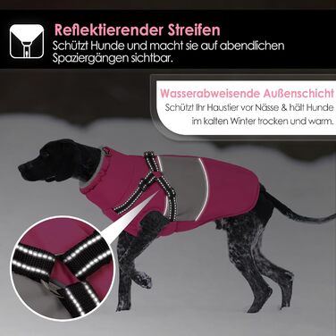 Водонепроникний теплий зимовий одяг для собак AOFITEE, рожевий, XS/S/M, з жилетом, блискавкою та флісовою підкладкою, для маленьких собак