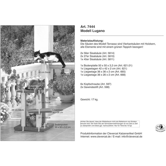 Clevercat Outdoor Lugano - когтеточка для котів на вулицю, Made in Germany