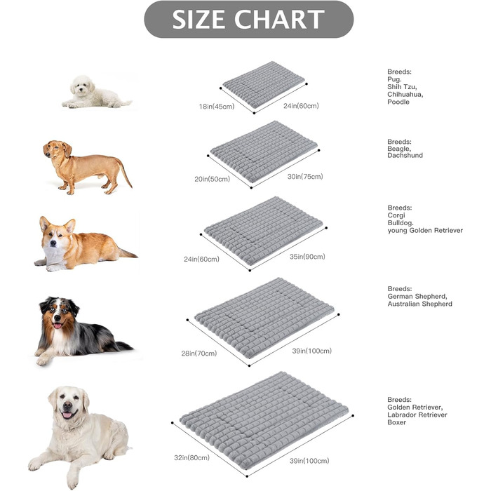 М'яке ортопедичне ліжко для собак BVAGSS, 100x80 см, сірий колір, з неслизьким дном, миється, плюшеве, для маленьких, середніх та великих собак