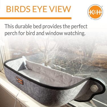 Лежак для котів на вікно з підігрівом K&H EZ Mount, сірий, 68x25,4x27,9 см, екстра глибокий