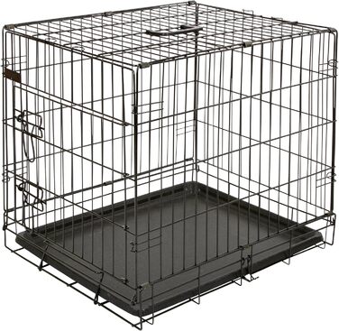 Складана металева транспортна клітка для тварин Kerbl Pet, 63×48×57 см, 1 дверцята, чорна