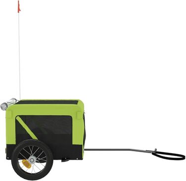 Фаркоп-причіп для собак Gecheer, причіп для собак, транспортер для собак, з відбивачами та прапором, зручний дизайн, зелено-чорний оксфордський матеріал та метал, 54.5 x 120 x 53 см, зелений