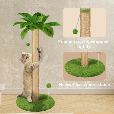 Драбина для котів HOMYHANDS, 82 см, з преміум сизалевим мотузком, 2 інтерактивні іграшки-м'ячики та іграшка-пір'їнка для дому