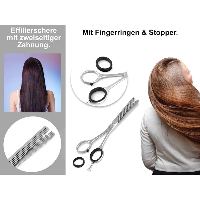 Професійні ножиці для волосся: фрiзурнi та модельювальні, нержавiюча сталь, 6 дюймiв (15,24 см) та 6,5 дюймiв (16,51 см), для перфектного зрiзу волосся