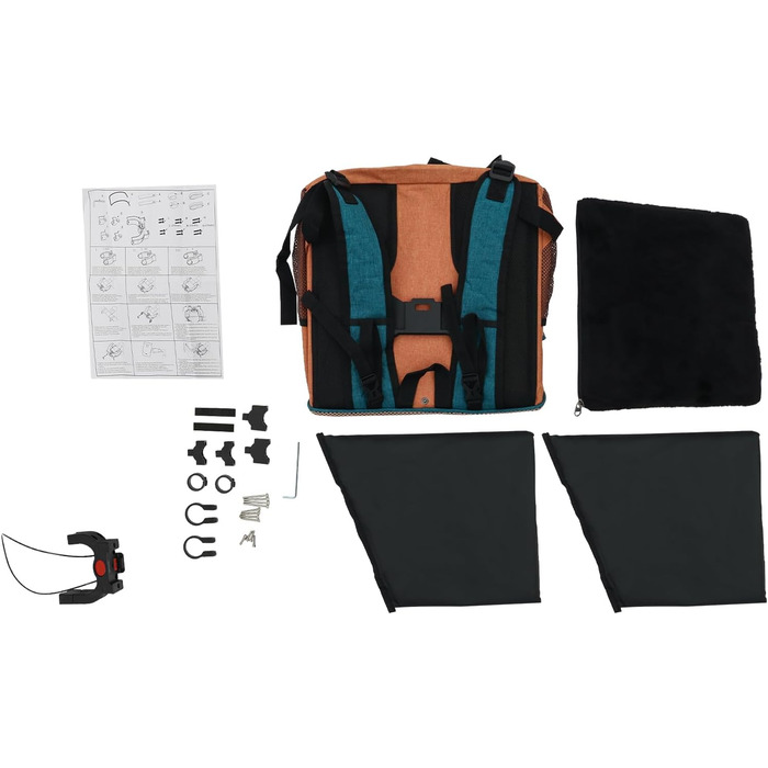 Складаний велосипедний кошик для собак та котів, дихаючий, з тришаровою сіткою, переносна сумка-рюкзак для тварин (Помаранчевий)