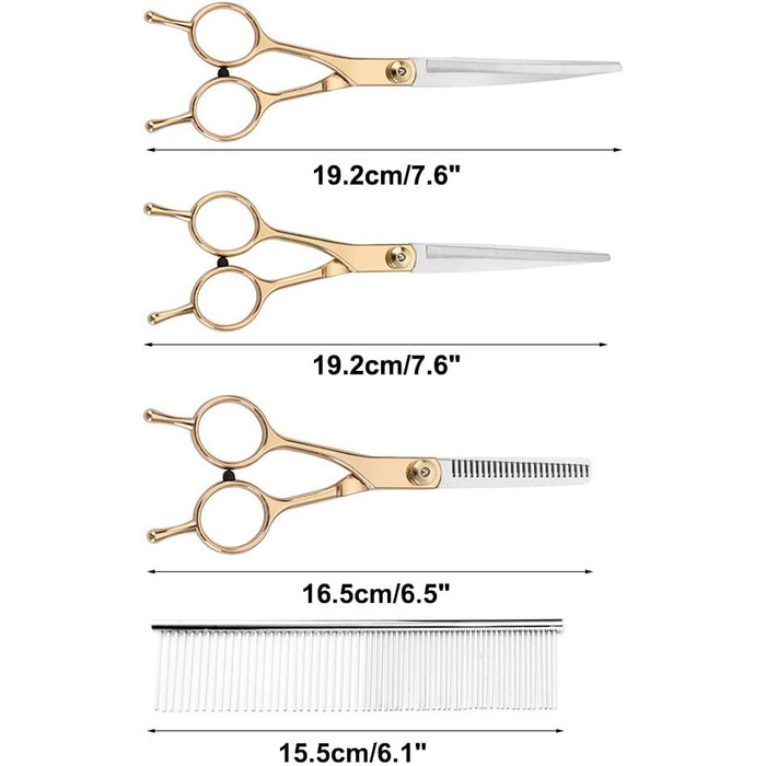 Набір професійних ножиць для грумінгу собак та котів Fellschere 5-в-1: ножиці, сталевий гребінець, сумка для зберігання