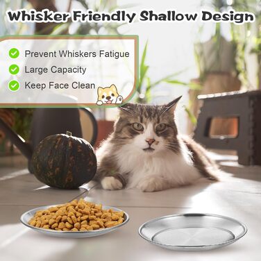 Набір мисок для котів Gjinxi (4 шт.), 14 см, нержавіюча сталь, для корму та води