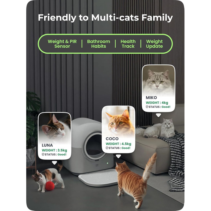 Автоматичний самоочисний лоток для котів TY-PRO, XXL, для 2+ котів, з APP-керуванням