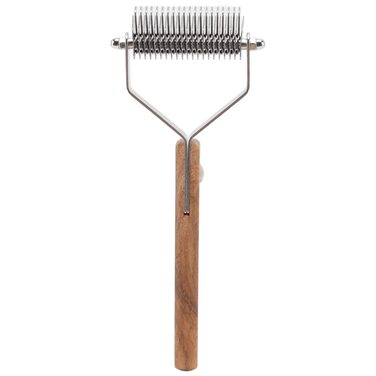 Гребінець для собак з подвійною лінією зубців з нержавіючої сталі, дерев'яною ручкою, для видалення ковтунів, догляду за шерстю котів та цуценят. М'який догляд за шерстю, зменшення випадання шерсті, для здорової шкіри.