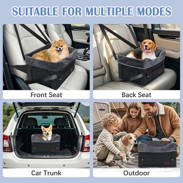 Автокрісло для собак PetsHome, чорне: знімний, миючий, з кишенею, для маленьких тварин