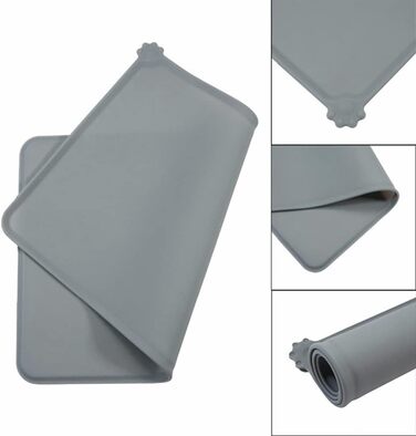 Силіконовий килимок під миски для собак та котів, Fressnapf, вологостійкий, неслизький, сірий, 47x30 см