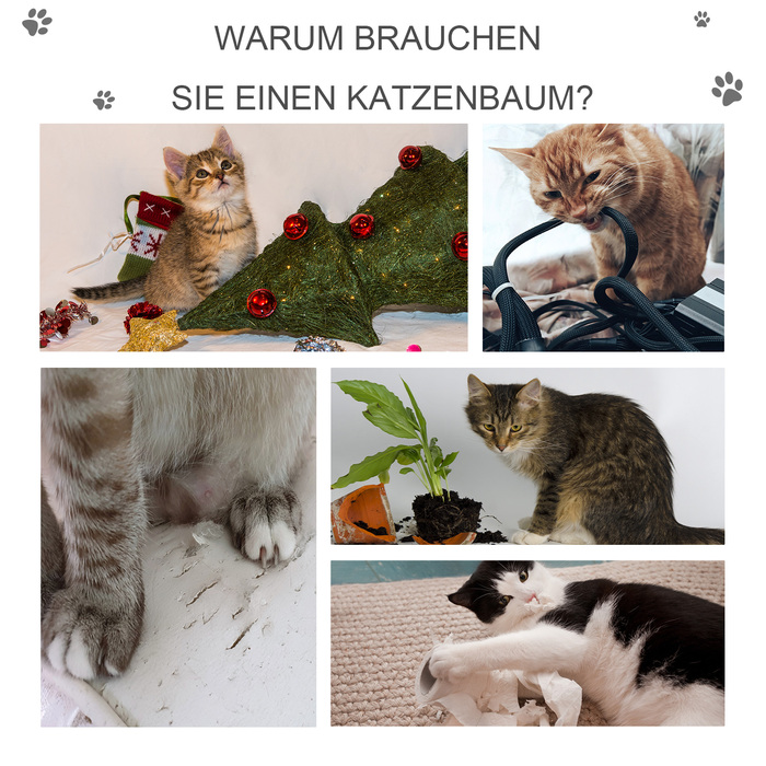Кігтеточка PawHut стайня з котячою печерою та драбинкою 60 х 48 х 122 см для маленьких котів з сизалю світло-сірого кольору