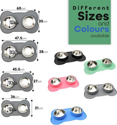 Набір мисок для тварин DIVCHI з силіконовим килимком, подвійний набір для котів, цуценят та маленьких собак (Vista Blue, M) Зелений M