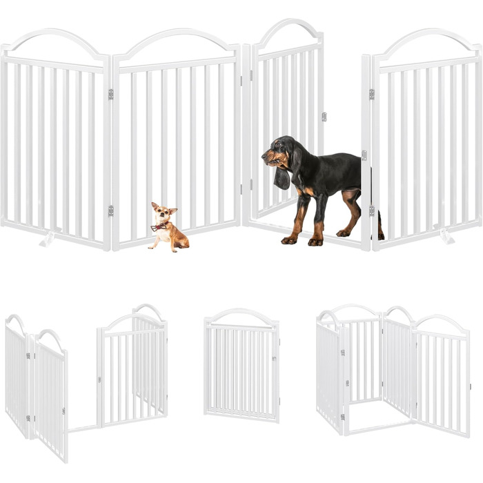 Металеве вольєр для собак BHG Freistehendes Hundegitter, без монтажу, з дверцятами, 243,8 x 81,3 см, білий, 4 панелі