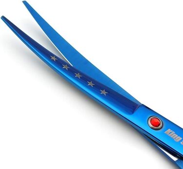 Професійний набір ножиць для грумінгу домашніх тварин: 4 шт. (прямі, тонкі, вигнуті), титанове покриття, блакитний колір