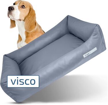 Ліжко для собак з віскоеластичним матрацом - зручне собаче ліжко - якісне собаче ліжко - для захисту суглобів - міцна собача підстилка - розмір L - 115 x 85 см (XL: 130 x 95 см, сірий)