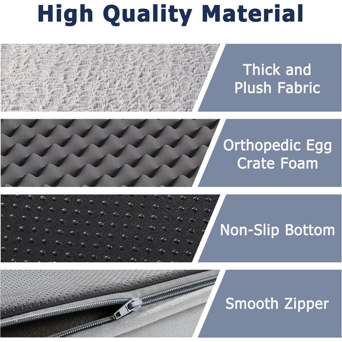 Ліжко для собак великих і середніх порід Western Home: ортопедичне, вологостійке, знімний чохол, сіре, 106x76x19 см