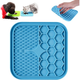 Килимок для облизування собак Kwispel з присосками, великий, для заспокоєння, змащування арахісовою пастою, повільне годування, диспенсер для ласощів, для собак та котів, догляд за шерстю, купання та дресирування (зелений, блакитний)