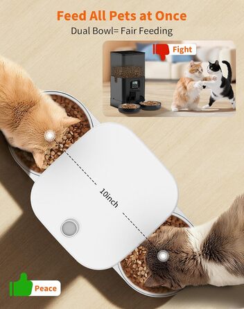Автоматичний годівник для котів та собак HoneyGuaridan з 2 мисками (3.5L, білий)