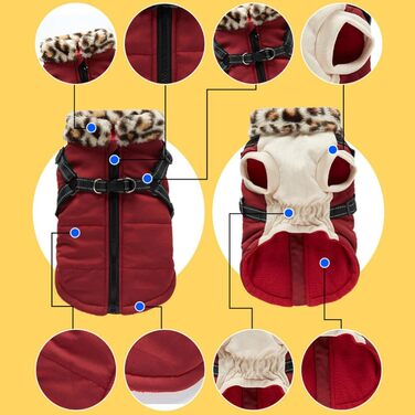 Зимова куртка для собак, світловідбиваючий нашийник-жилет для собак, 28 x 25 x 3 см, одяг для домашніх тварин з світловідбиваючими смугами для малих, середніх собак XL