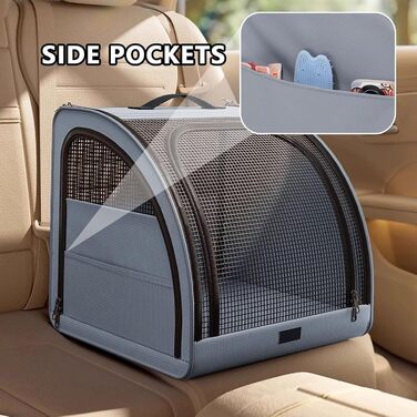 Транспортна переноска для собак та котів, авто-переноска для тварин з панорамним вікном 360°, оксфордська тканина, розмір L (50 x 48 x 49 см)