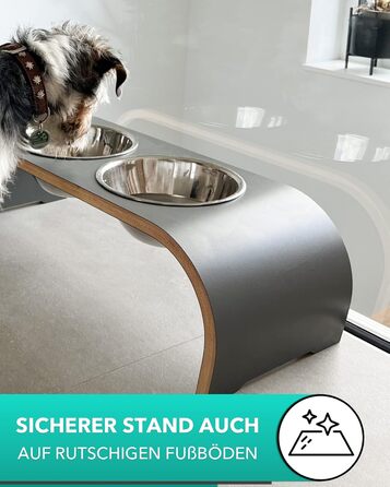 Набір мисок для собак MilaCasa - 2 шт., підняті миски для корму, сірий, для собак