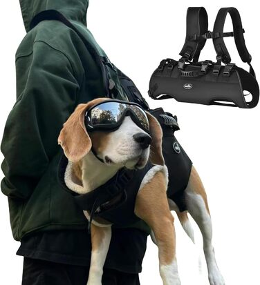 Рюкзак-переноска для собак, собачий поводок-переноска для маленьких собак, регульовані дихаючі ремені, ідеально підходить для собак з обмеженими можливостями, розмір (4–8) кг (2XL, Чорний)