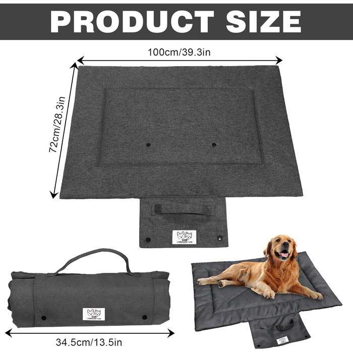 Водонепроникний килимок для собак на винос, миється, м'який килимок для собак, килимок для собак для подорожей, кемпінгу та відпочинку на природі, сірого кольору