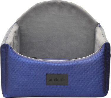 Автокрісло для собак 2в1 | Універсальне миюче автокрісло для заднього та переднього сидіння | Лежанка для собак та котів | Штучна шкіра, пухнастий плюш | 48 x 48 см (Блакитний)