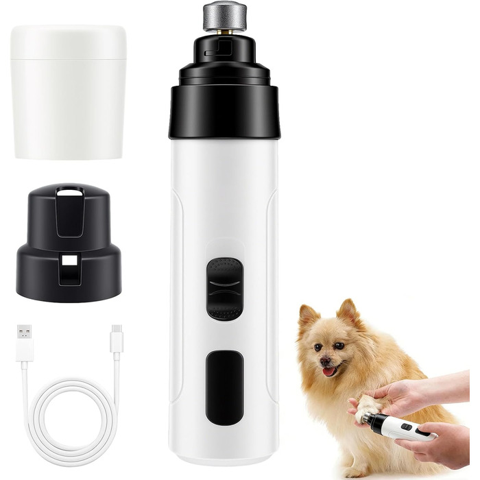 Електричний точилка для кігтів собак Profi Krallenschleifer, для всіх домашніх тварин, 2 швидкості, тихий, білий