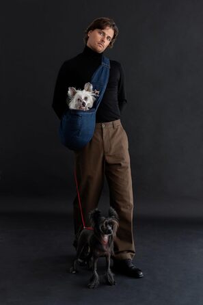 Трансформер для собак Noah & Paw до 5 кг: сумка-переноска з регульованим ременем та м'яким хутром, 3 системи безпеки, преміум денім