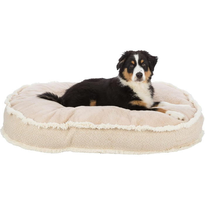 Ліжко для собак та котів TRIXIE Kuscheliges Boho, овальне, 100x85 см, бежеве - знімний, пральний чохол