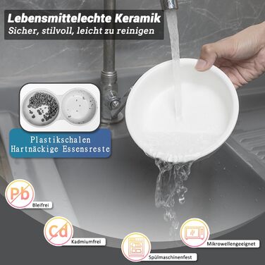 Керамічна миска для котів і собак, з підставкою, підвищена, для води та корму, 450 мл
