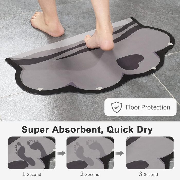 Килимок для котячого корму Stiio, гумова основа, нековзний, вологостійкий, 43.2 x 71.1 см, сірий